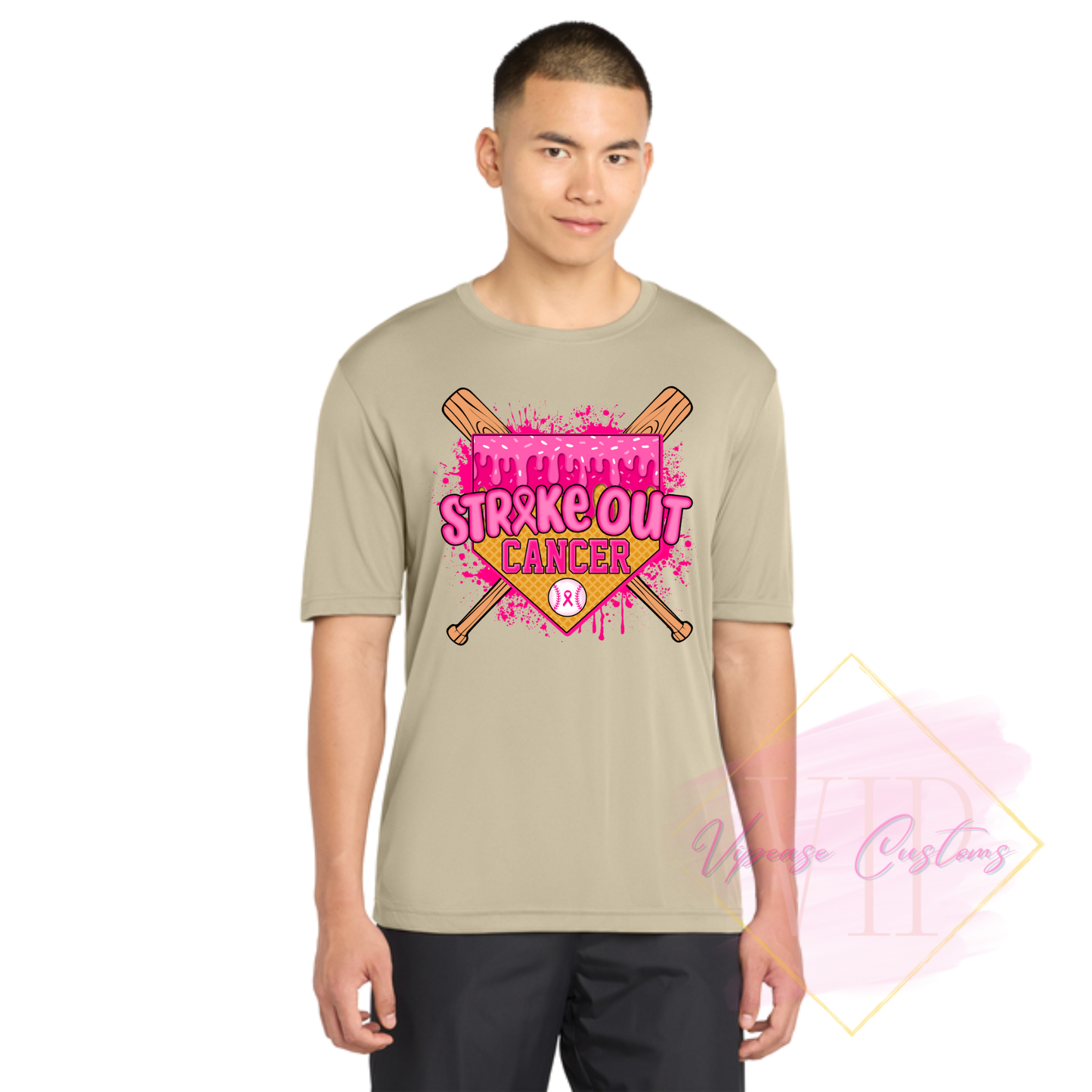 Baseball Strike Out Cancer-Cancer Awareness ST350 Sport-Tek® PosiCharge® Competitor™ Tee