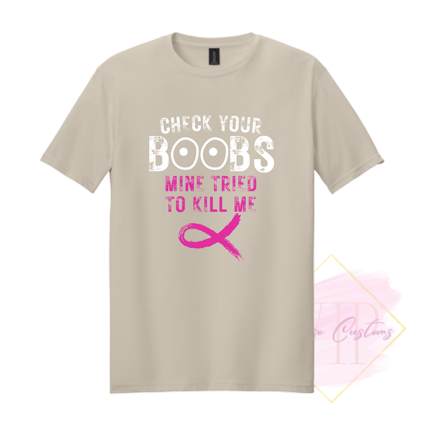 Check Your Boobs-Cancer Awareness 64000 Gildan Softstyle® T-Shirt