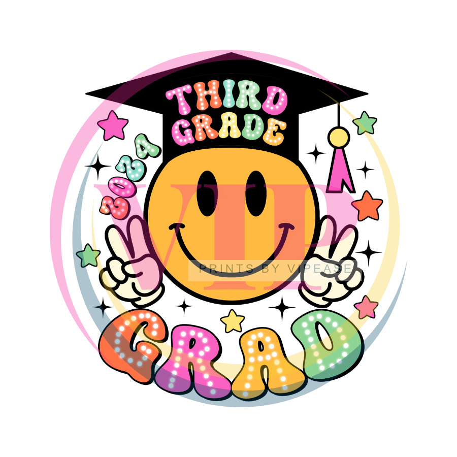 DTF HEAT TRANSFER- SCHOOL GRADUATION-RETRO-THIRD GRADE