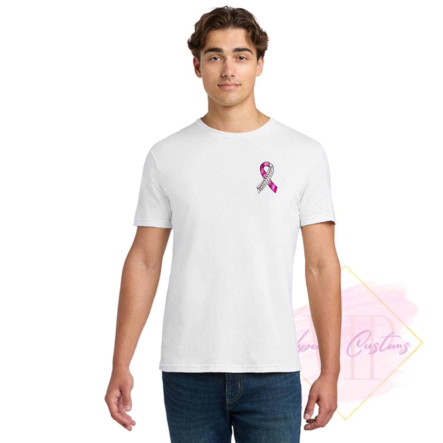 Baseball Ribbon-Cancer Awareness 64000 Gildan Softstyle® T-Shirt