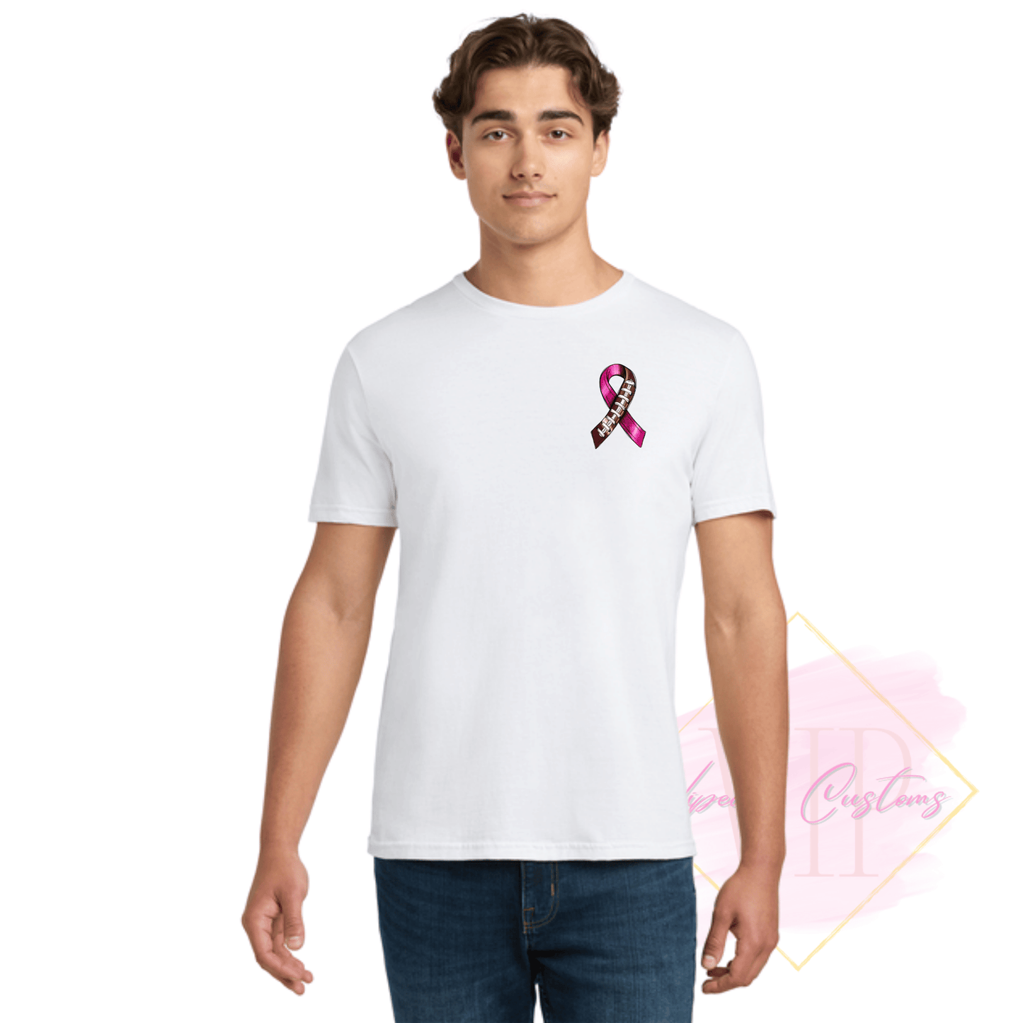 Football Ribbon-Cancer Awareness 64000 Gildan Softstyle® T-Shirt