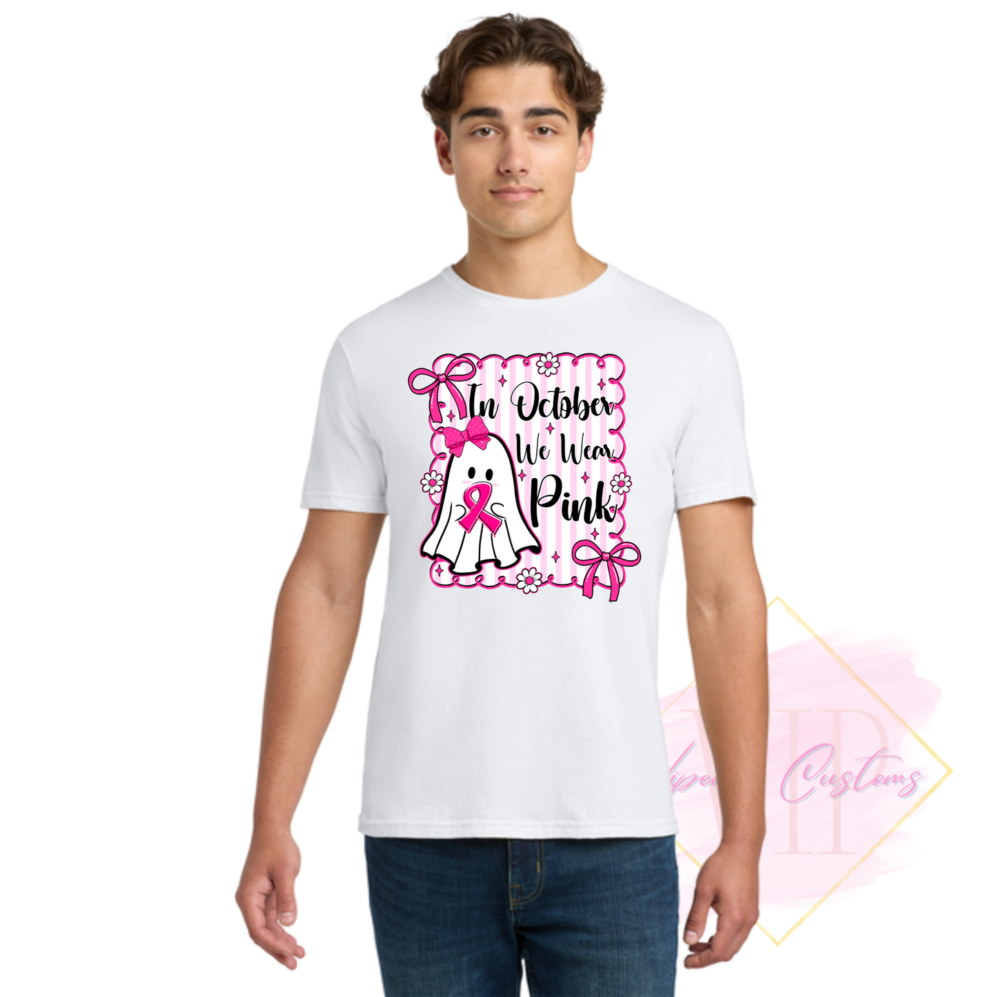 In October We Wear Pink Ghost-Cancer Awareness 64000 Gildan Softstyle® T-Shirt