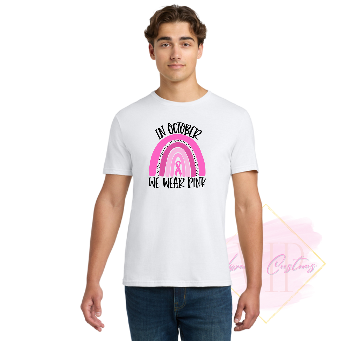 In October We Wear Pink Ribbon Rainbow-Cancer Awareness 64000 Gildan Softstyle® T-Shirt