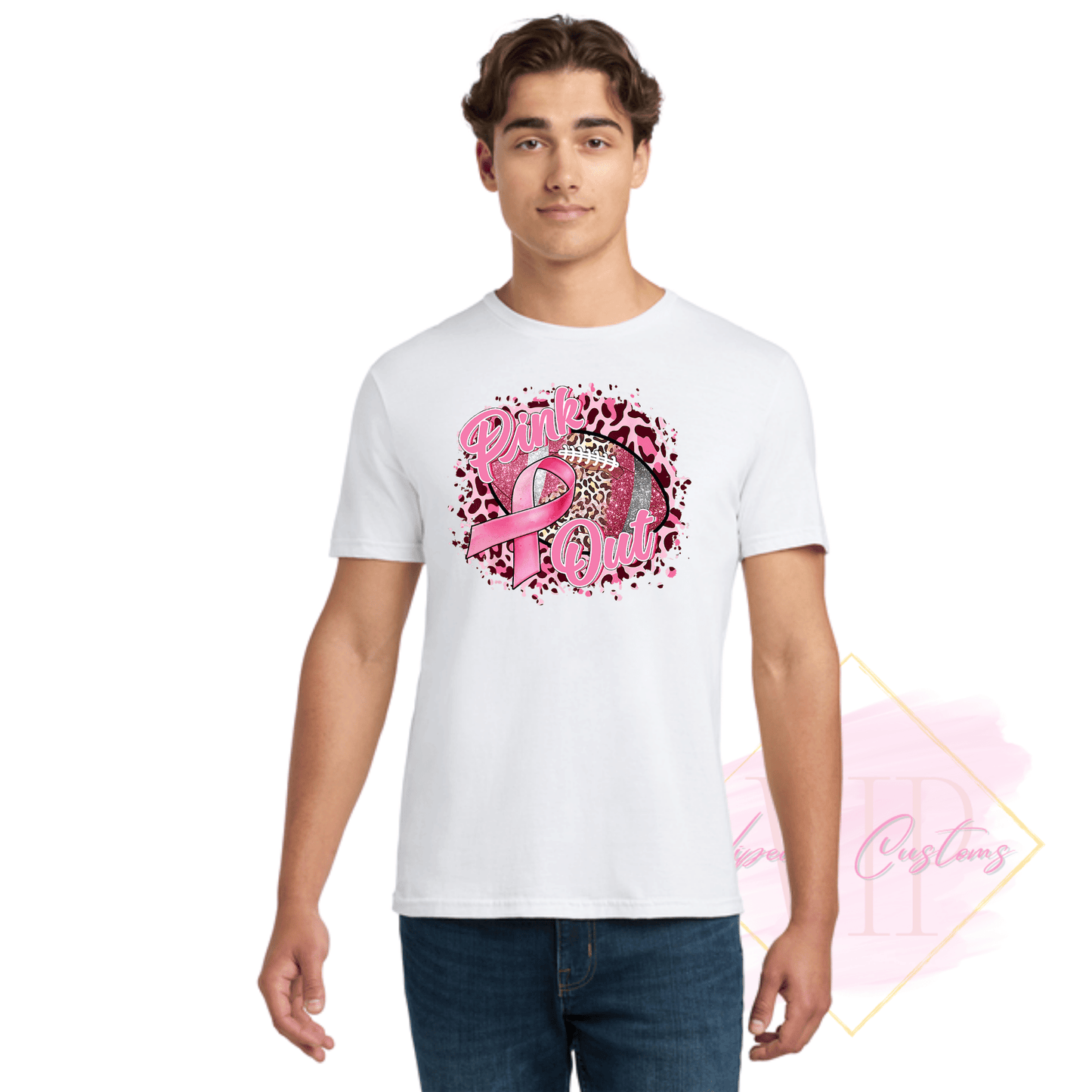 Football Pink Out-Cancer Awareness 64000 Gildan Softstyle® T-Shirt