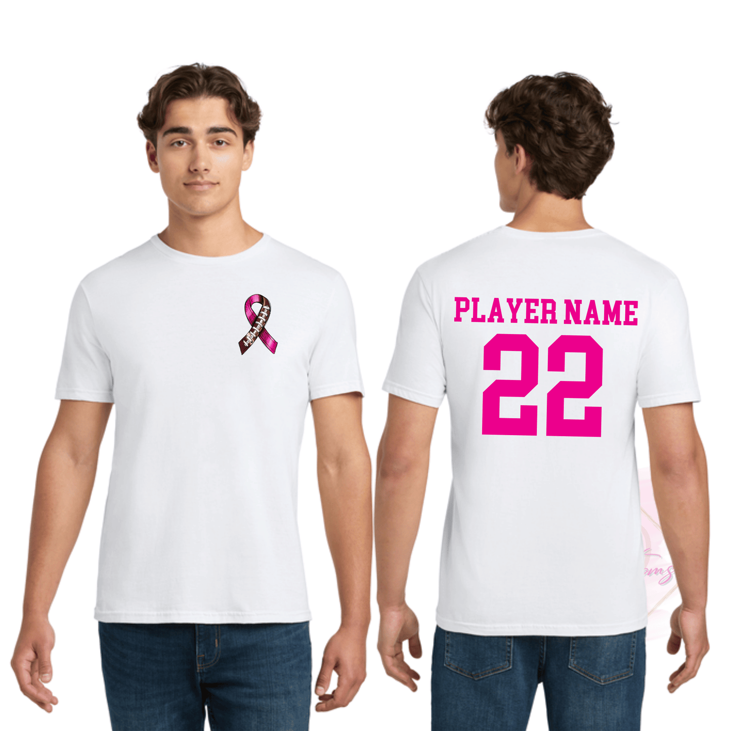 Football Ribbon-Cancer Awareness 64000 Gildan Softstyle® T-Shirt