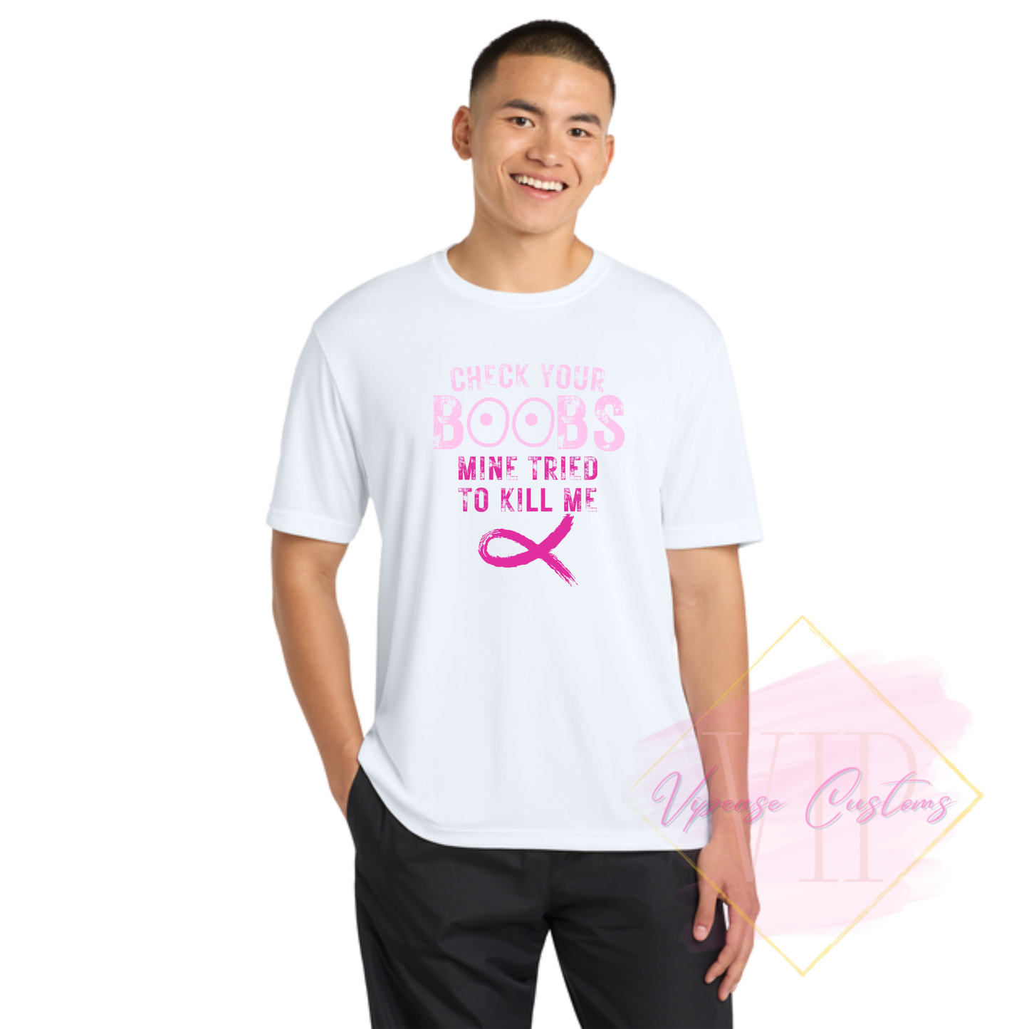 Check Your Boobs-Cancer Awareness ST350 Sport-Tek® PosiCharge® Competitor™ Tee