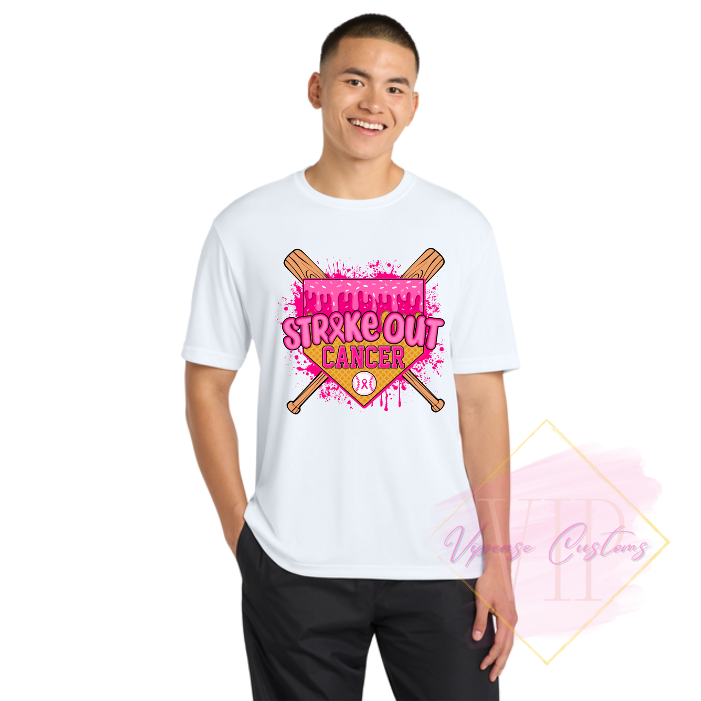 Baseball Strike Out Cancer-Cancer Awareness ST350 Sport-Tek® PosiCharge® Competitor™ Tee