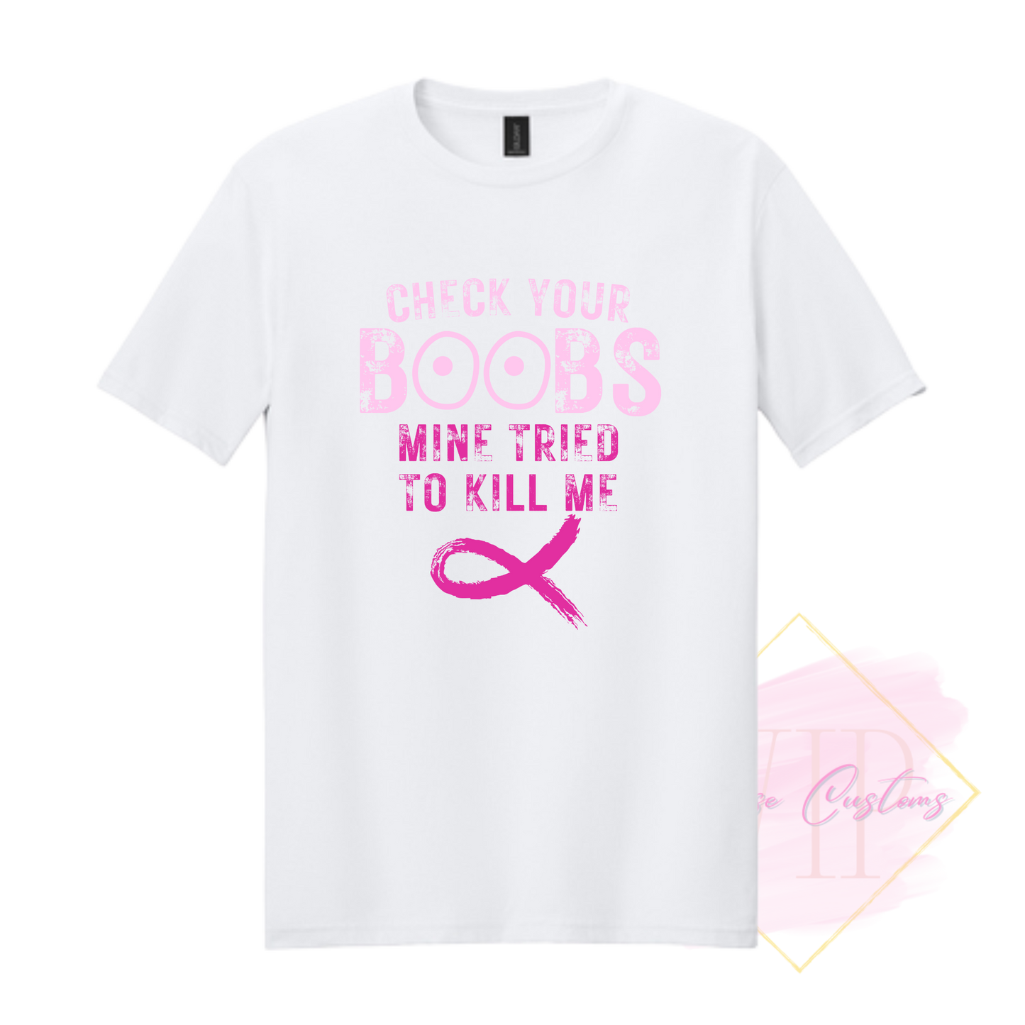 Check Your Boobs-Cancer Awareness 64000 Gildan Softstyle® T-Shirt