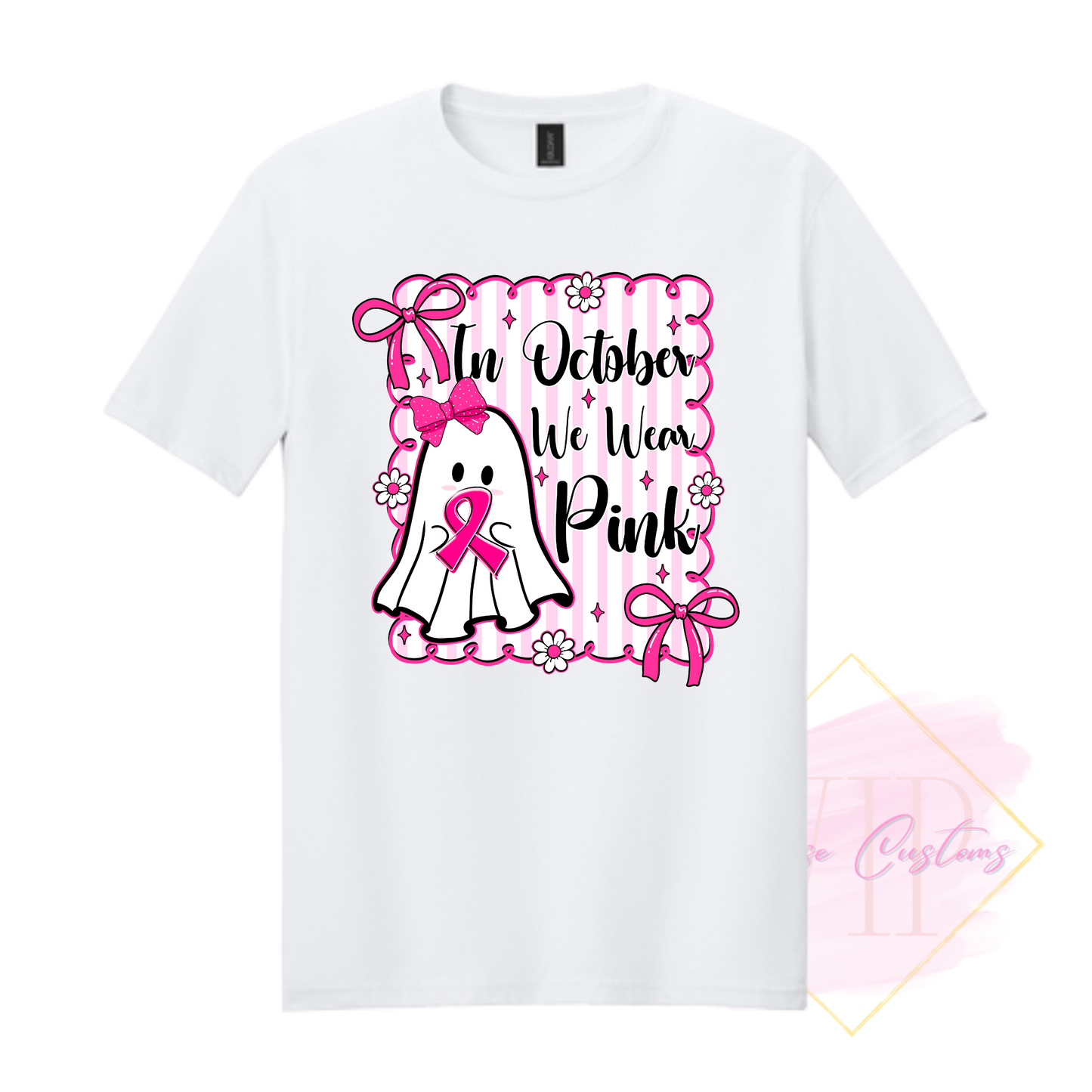 In October We Wear Pink Ghost-Cancer Awareness 64000 Gildan Softstyle® T-Shirt