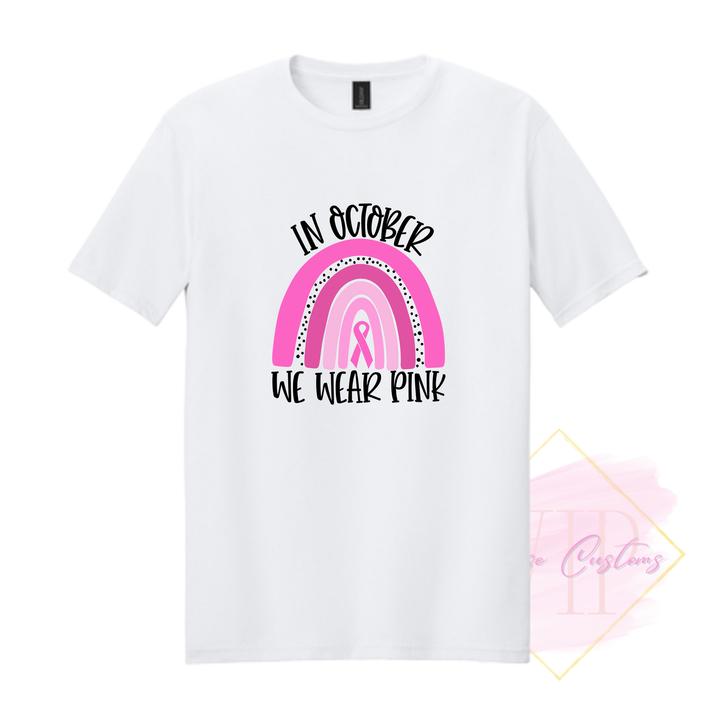 In October We Wear Pink Ribbon Rainbow-Cancer Awareness 64000 Gildan Softstyle® T-Shirt