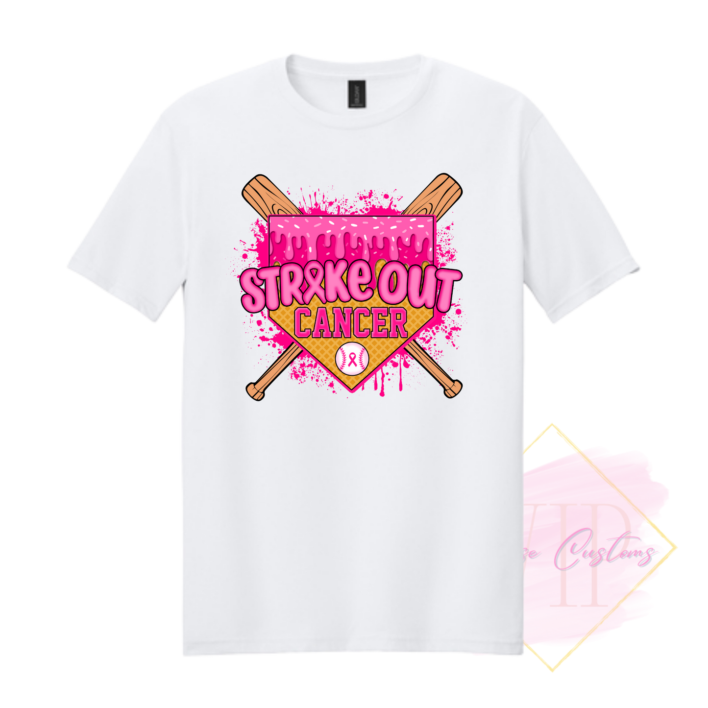 Baseball Strike Out Cancer-Cancer Awareness 64000 Gildan Softstyle® T-Shirt