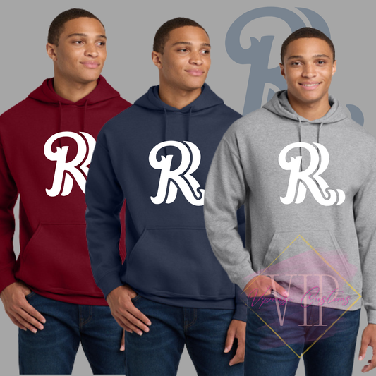 White RR Chest Logo-Gildan® - Heavy Blend™ Hooded Sweatshirt 18500
