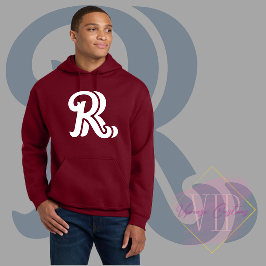 White RR Chest Logo-Gildan® - Heavy Blend™ Hooded Sweatshirt 18500