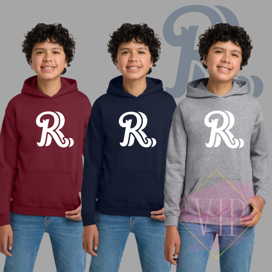 White RR Chest Logo-Gildan® - Youth Heavy Blend™ Hooded Sweatshirt 18500B