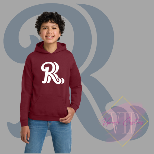 White RR Chest Logo-Gildan® - Youth Heavy Blend™ Hooded Sweatshirt 18500B