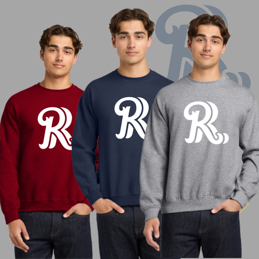White RR Chest Logo-Gildan® - Heavy Blend™ Crewneck Sweatshirt 18000