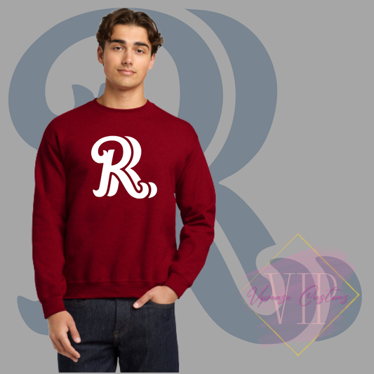 White RR Chest Logo-Gildan® - Heavy Blend™ Crewneck Sweatshirt 18000