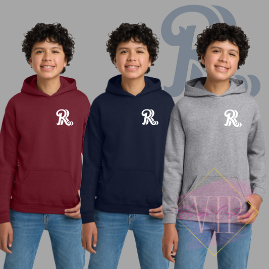 White RR Pocket Logo-Gildan® - Youth Heavy Blend™ Hooded Sweatshirt 18500B