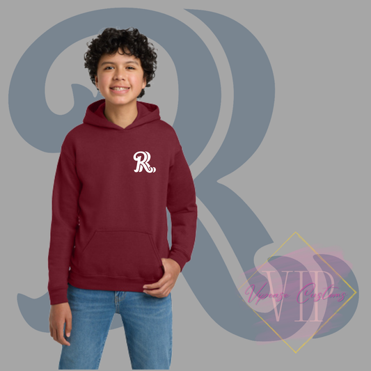 White RR Pocket Logo-Gildan® - Youth Heavy Blend™ Hooded Sweatshirt 18500B