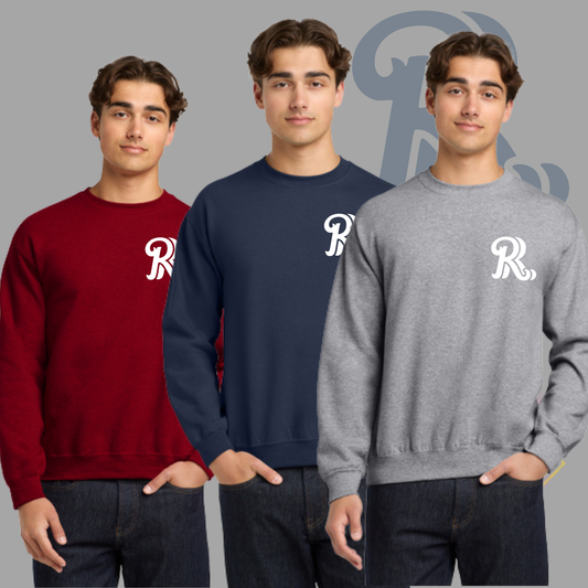 White RR Pocket Logo-Gildan® - Heavy Blend™ Crewneck Sweatshirt 18000