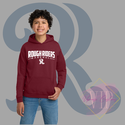 White Rough Riders Logo-Gildan® - Youth Heavy Blend™ Hooded Sweatshirt 18500B