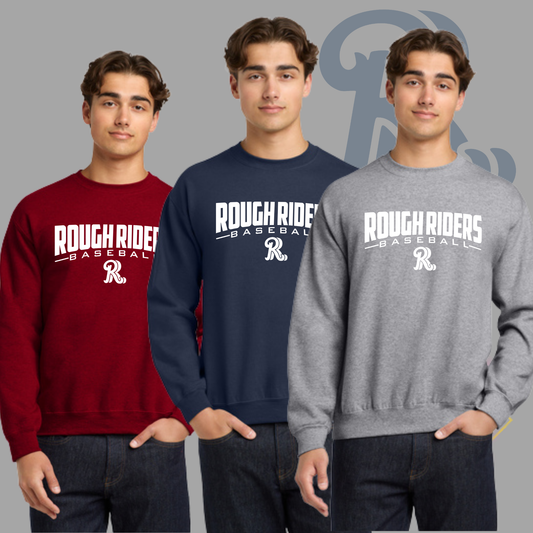 White Rough Riders Logo-Gildan® - Heavy Blend™ Crewneck Sweatshirt 18000