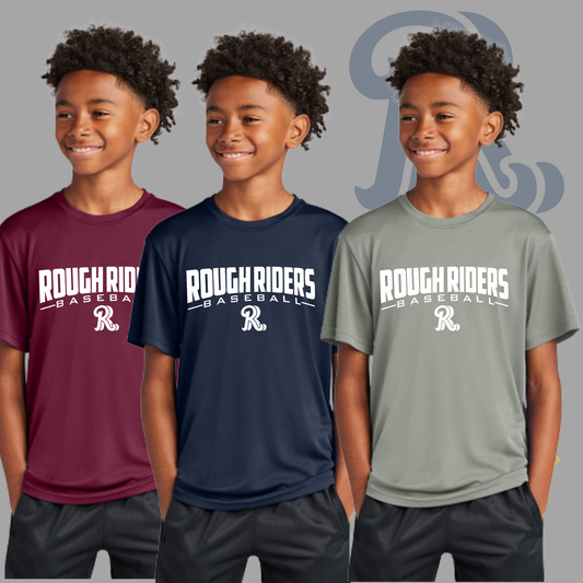 White Rough Riders Logo-Sport-Tek® Youth PosiCharge® Competitor™ Tee YST350