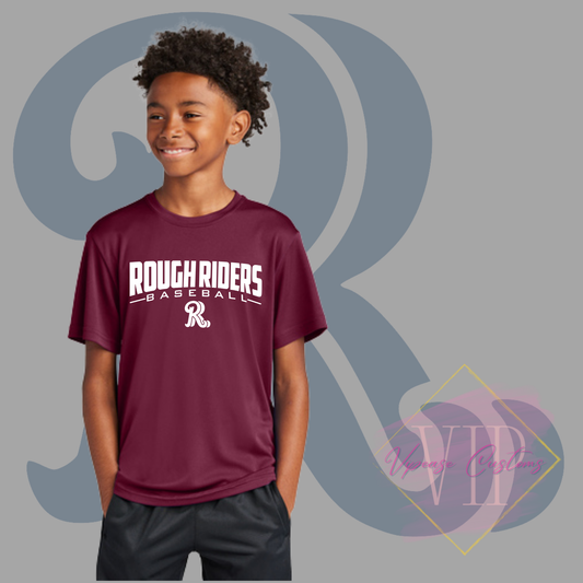 White Rough Riders Logo-Sport-Tek® Youth PosiCharge® Competitor™ Tee YST350