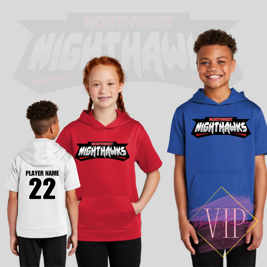 NW NIGHTHAWKS YST251 Sport-Tek ® Youth Sport-Wick ® Fleece Short Sleeve Hooded Pullover