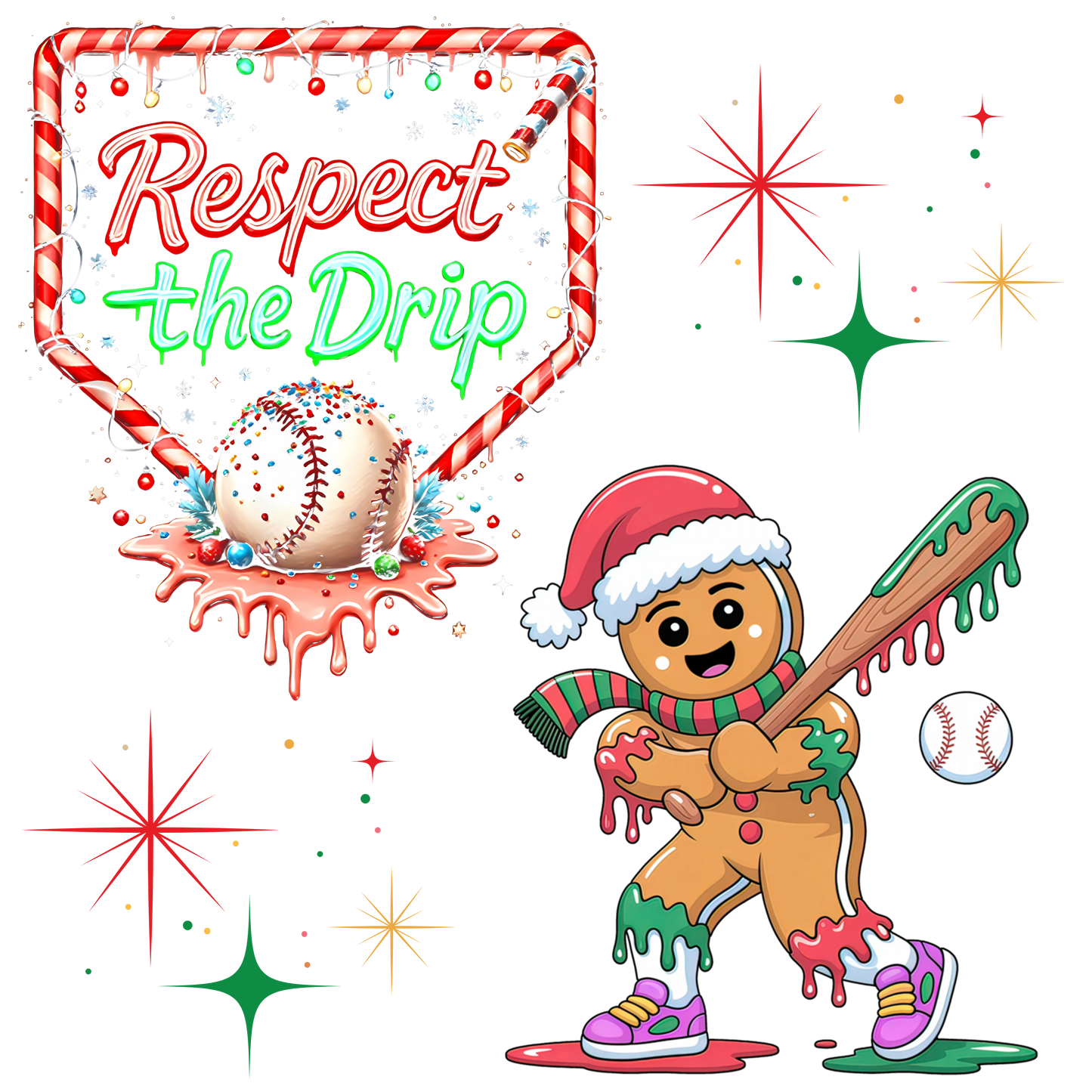 Respect the Drip Gingerbread baseball Wrapping paper