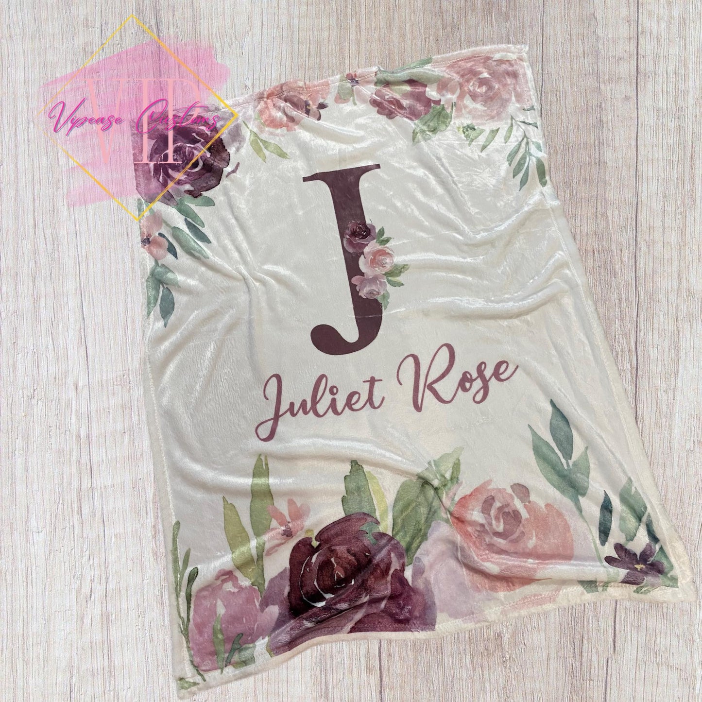 Personalized Floral Baby Blanket